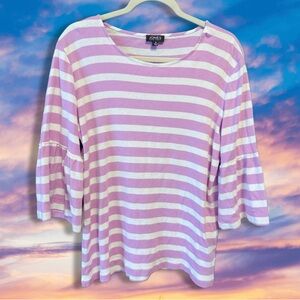 Jones New York Pink Striped Long Sleeve Top NWOT size Medium